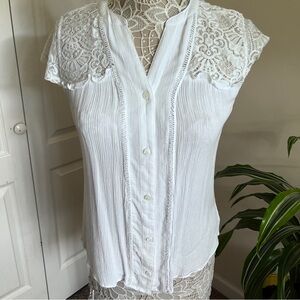 New directions, gauze, lace button down shirt